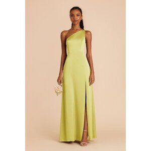 Birdy Grey Kira One Shoulder Satin High Slit Bridesmaid Dress